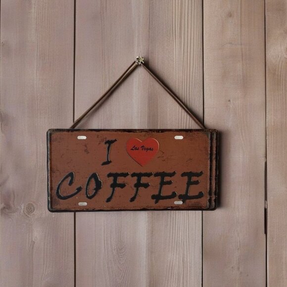 Coffee Vintage Tin Metal Sign | I Love  ❤️  COFFEE sign - Picture 4 of 5